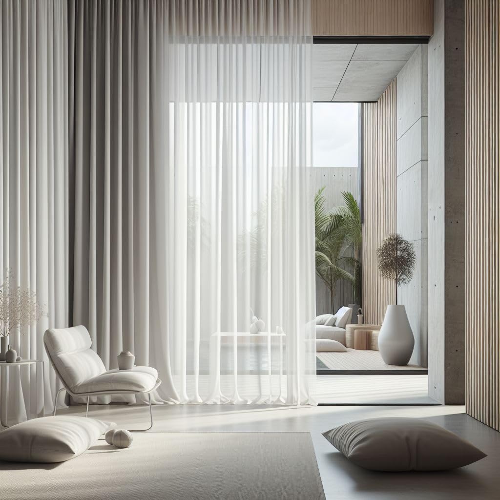 Transparente Voile-Gardine Weiß – Flammsicher & Lichtdurchlässig – Mit Universalband & Kräuselband – Bleibandbeschwert – Pflegeleicht & Waschbar – Modern & Elegant (250 x 300 (HxB))