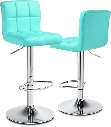 Miniatura 11 de Magshion Juego de 2 taburetes de bar blancos, de piel sintética, con altura de mostrador, sillas de bar tapizadas ajustables giratorias para isla de