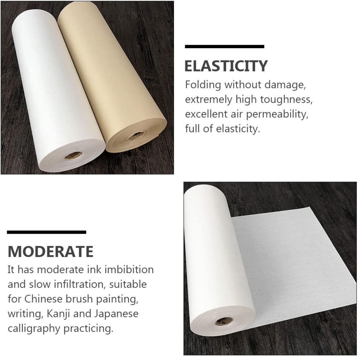 LIFKOME 1 Roll Thickened Rice Paper for Calligraphy Art Paper Xuan Beginners Writing Painting
