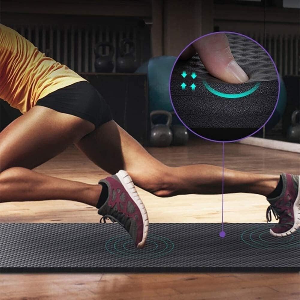 Mata do jogi Pilates Mata do ćwiczeń z paskami Przysiady Push-upy Rozciąganie pompek Sprzęt do domowej siłowni Mężczyźni Kobiety Dzieci Maty treningowe(Nero,183x61x0.5cm)