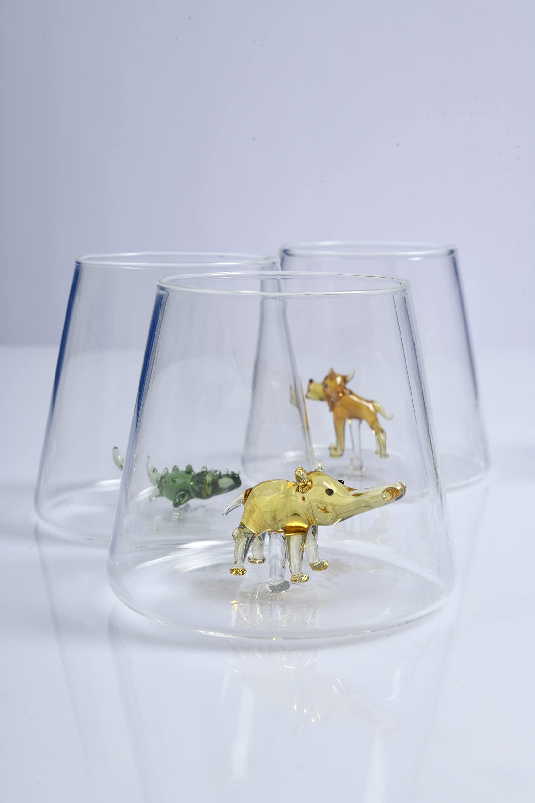 Minizoo Paryż Kieliszek wodny z figurkami zwierząt | Kubek | Zestaw 6 sztuk | 350 cm³ | Impreza | Prezenty świąteczne | Szklane figurki Murano do dekoracji wnętrz