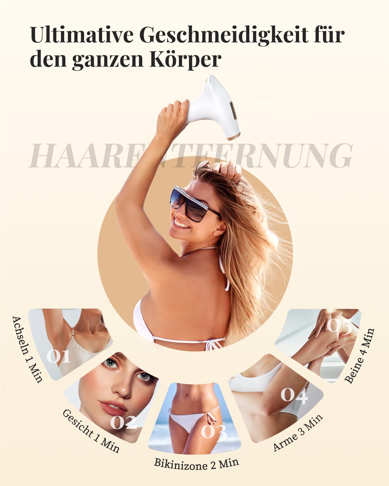 Haarlosy IPL Geräte Haarentfernung Laser - Schmerzfreie Haarentfernungsgerät mit 3 Erweiterte Funktionen HR/SC/RA, 9 Stufen, 999,900 Blitzen zu Hause für Frauen, Männer, Achseln, Bikini, Beine, Körper