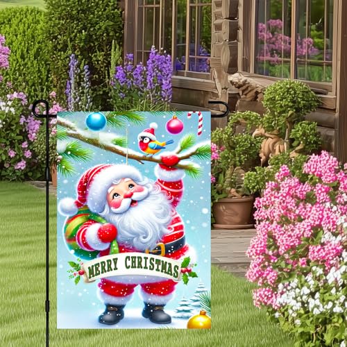 Image of BlissYard Christmas Santa Claus Garden Flag 12x18 Inch Polyester