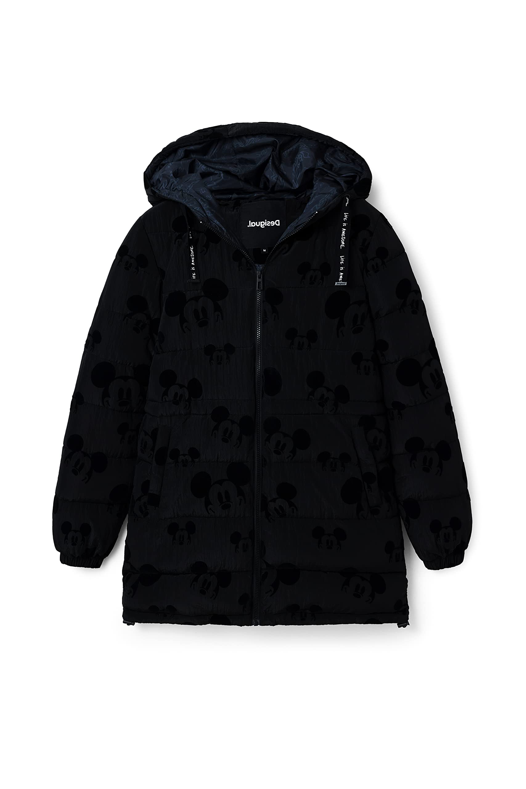 Desigual Padded_mickey, 2000 Black, CAPPOTTO LUNGO IMBOTTITO Donna