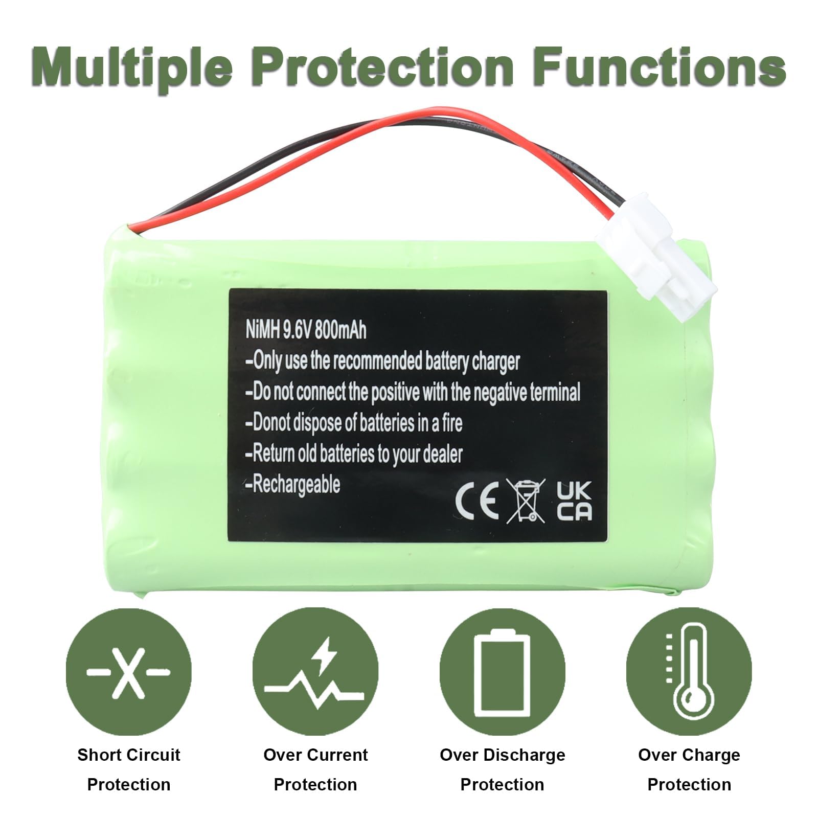 Batterie MXJFYY 9,6 V 800 mAh 2400720 pour Somfy M3 HR15/51, Moteur de Portail et de Porte de Garage, opérateur de Portail battant et Moteurs Freevia, GDK, SGA et SGS, Somfy Elixo 500 3S IO/GDK 3000