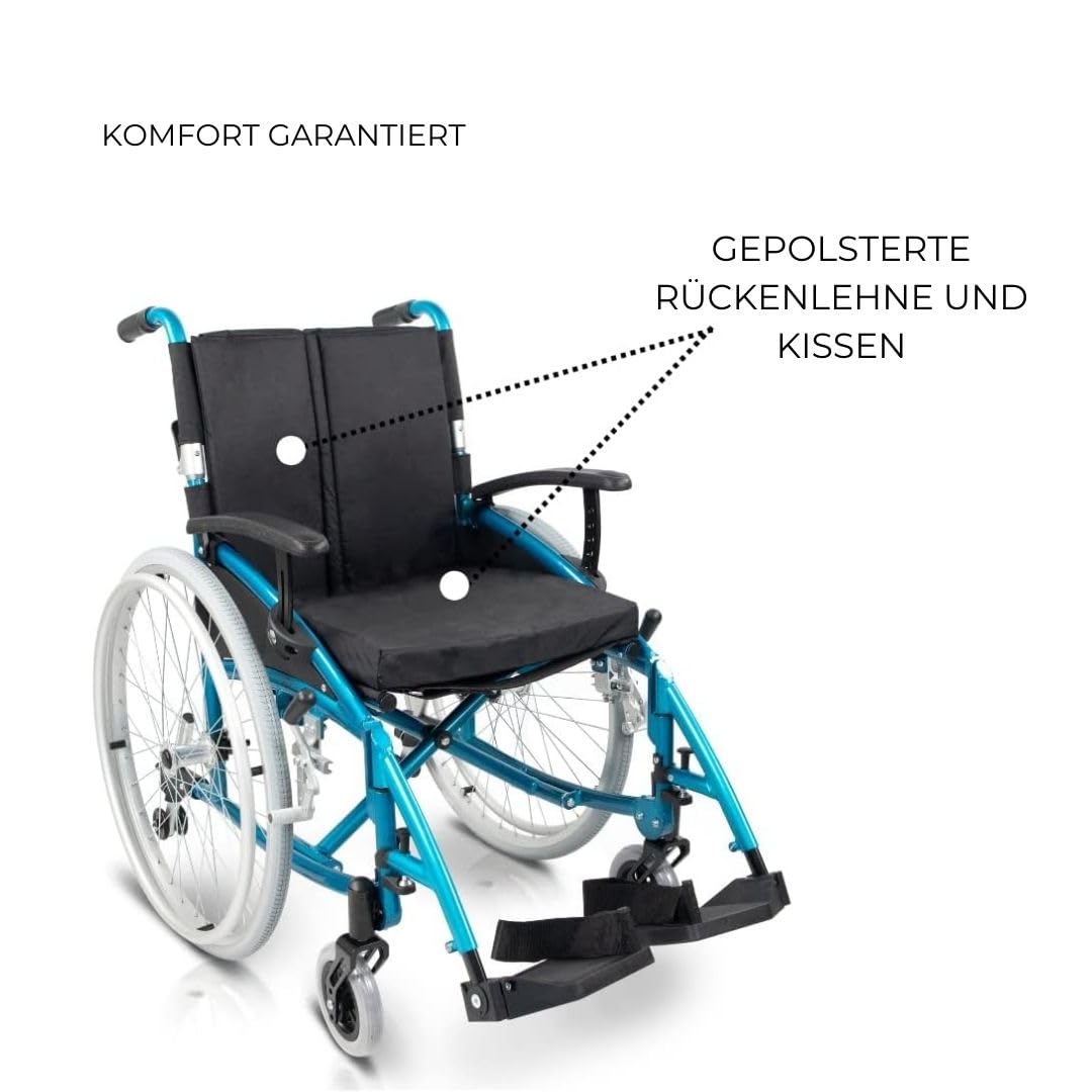 Mobiclinic® pro, Rollstuhl faltbar leicht, Venecia, Rollen mit ein-knopf-auszug, Dickes polster, Premium, Aluminium, Geteilte rückenlehne, Sitzgurt, Sportliche ästhetik, Faltrollstuhl