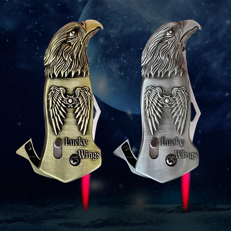 2(Pcs) Metal Cool Eagle's Head Lighter,Refillable and Adjustable, Fun Windproof Jet Flame Torch Lighters,Birthday, Butane,Candles Lighters,Gifts for Men and Girl (No Methane Gas)