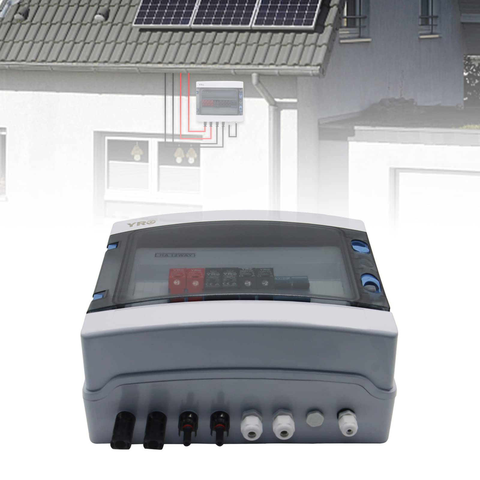 Mophorn Scatola Combinatrice Fotovoltaica, Combinatrice Solare A 4 Stringhe Con Fusibile Da 15 A Interruttore Automatico Da 63 A Parafulmine Custodia In Plastica Abs Per Sistema 85615115