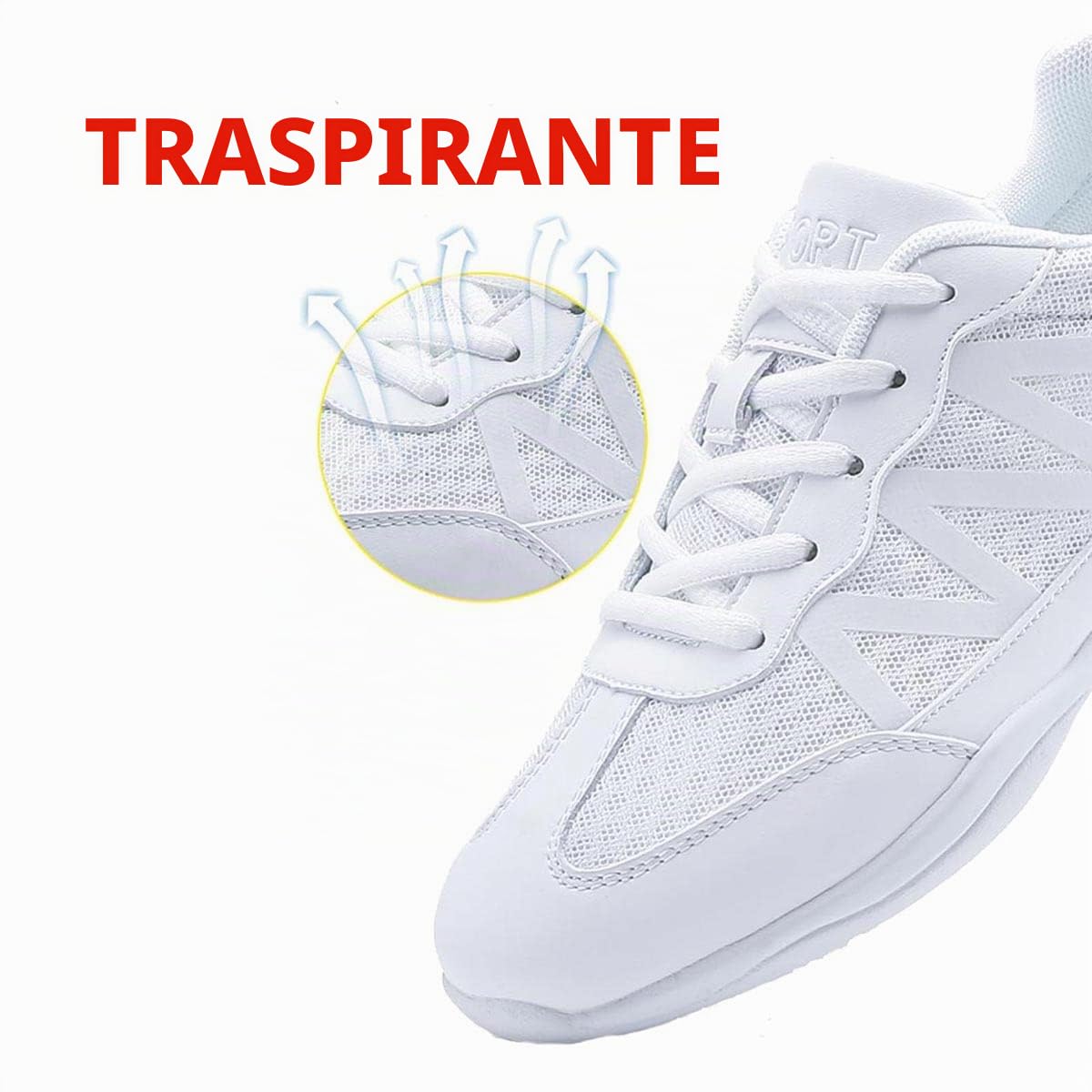 Scarpe da Cheerleading da donna Scarpe da Cheer Scarpe da ginnastica bianche Cheerleading Sneaker Scuola Yoga Ginnastica Scarpe da allenamento