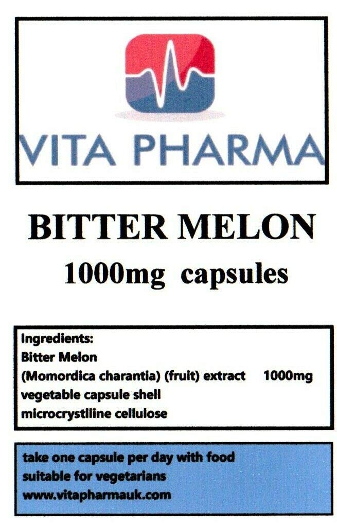 Bitter Melon Capsule Health Supplement, 120 Capsules, 4 Months Supply, take one a Day, by VITA PHARMA, Produced here in The UK