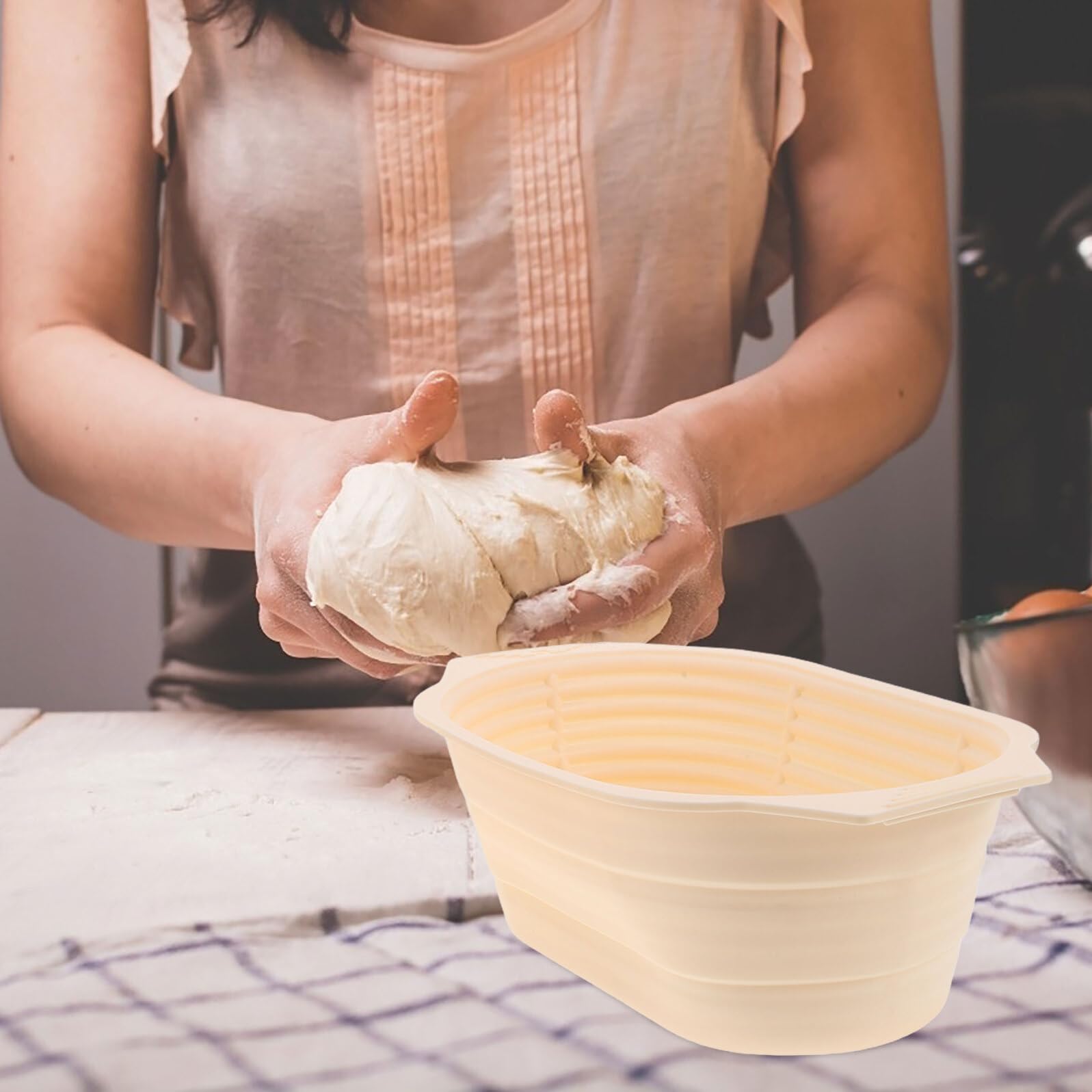 MAGICLULU Juego de Cestas de Fermentación de Silicona Accesorios para Hacer Pan para Pan Diseño Plegable y Gran Capacidad Ideales para Horno en Casa