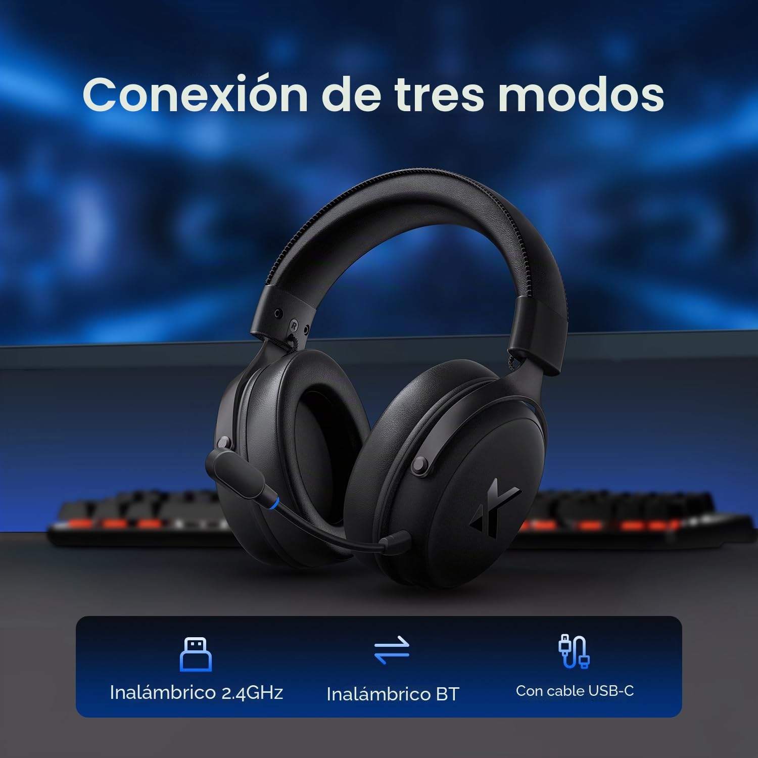 MCHOSE V9 Pro - Auriculares de juego para videojuegos, sonido envolvente 7.1 Esports, color negro