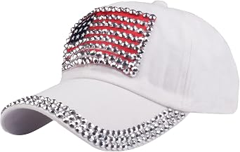 Betadog American Flag Baseball Cap Adjustable USA Flag Hip Hop Hat Rhinestone Cowboy Hat Patriotic American Hats