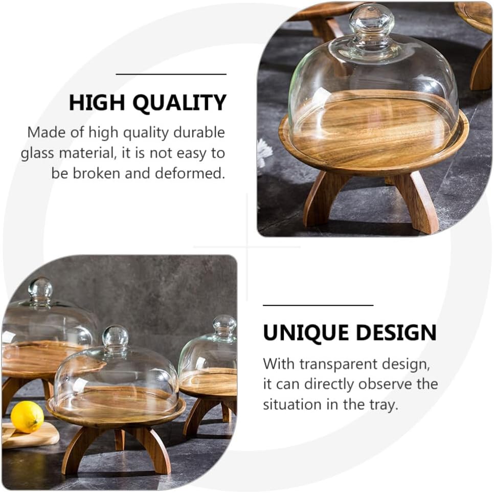 Alipis Glass Cake Dome 7.1 Inch Clear Cake Stand Cover Round Cheese Cloche Dome with Handle for Cake Plate Dessert Display Serving Platter