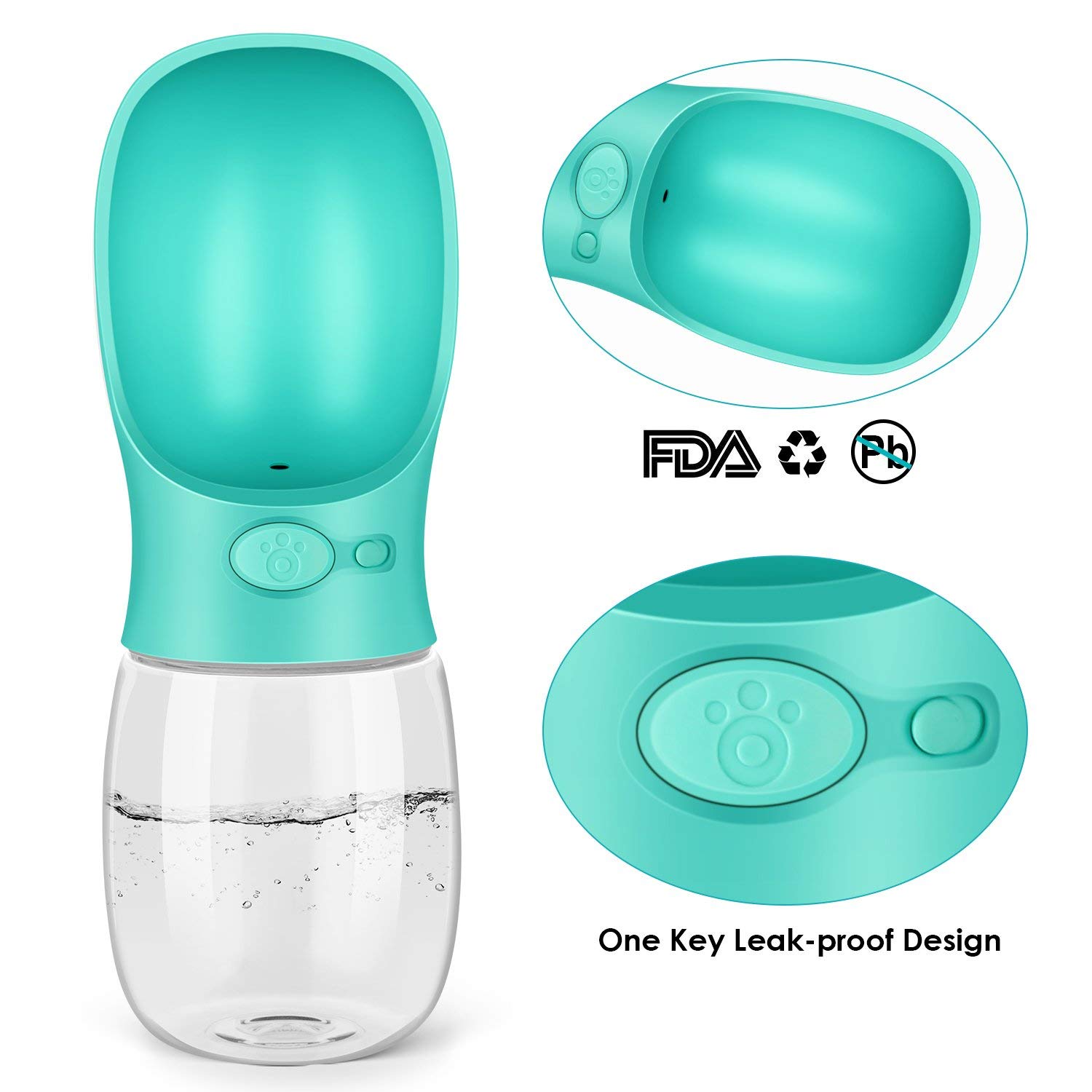 Youstylo Dog Water Bottle, Leak Proof Portable Puppy Water Dispenser with Drinking Feeder for Pets Outdoor Walking, Hiking, Travel, Food Grade Plastic (BPA Free, Blue, 350 ml) 2