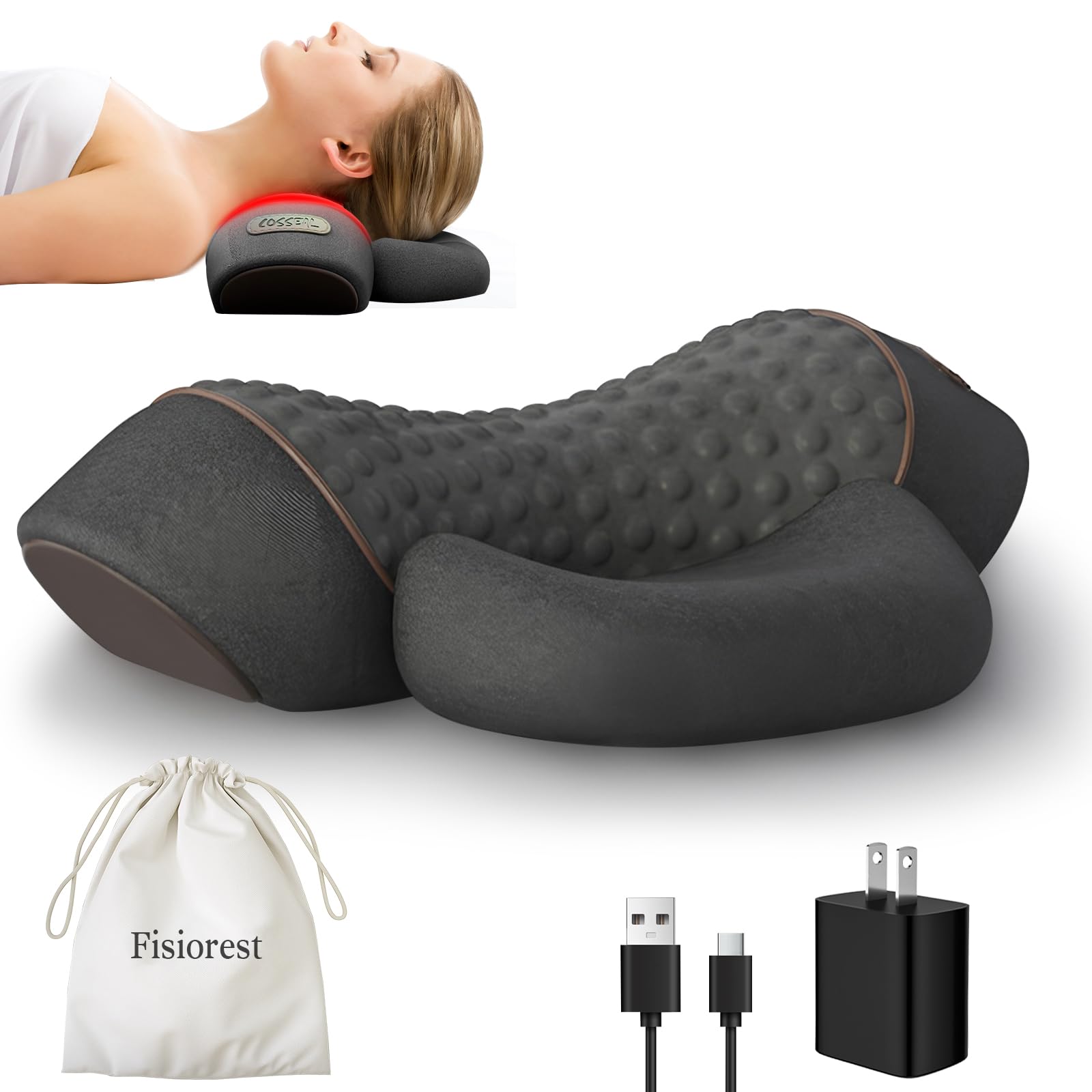 3-in-1 Neck Massager Pillow,Cervical Pillow,Memory Foam Pillows,3D Ergonomic Cervical Pillow for Neck Back Shoulder Pain Relief