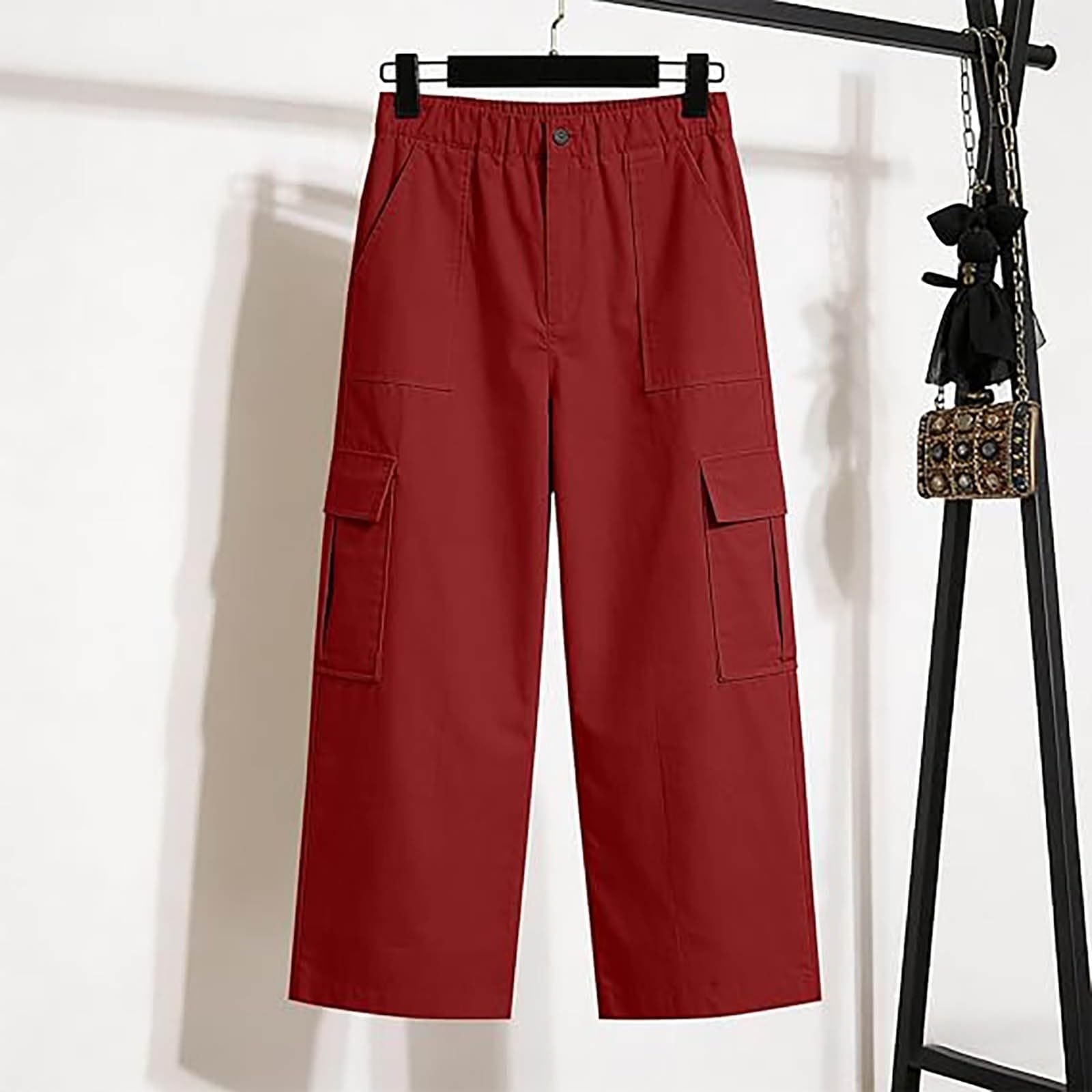 Pantalon Femme, Décontracté Taille Haute Pour Avec Poches – Tendance Et Confortable En Mélangée Sans Coutures, Idéal Au Quotidien, Design Original Unique