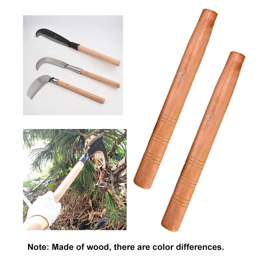 Martello da slitta con manico in legno di ricambio, manico a falce da 28-30 cm, per riparazioni di attrezzi da giardinaggio, 2 pezzi
