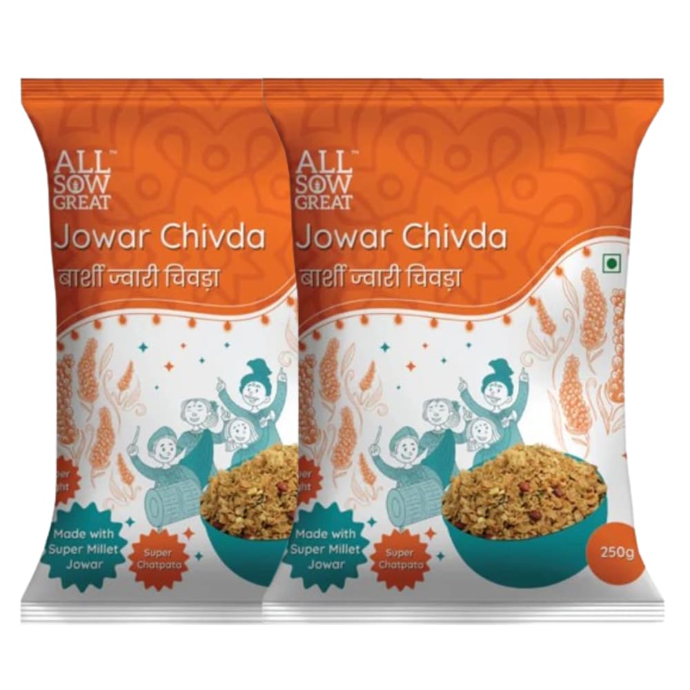 All Sow Great Jowar Chivda (250g, 2 Pack) Jowar Poha Chivda | Healthy Diet Snack Namkeen | High Fibre Millet Snacks Gluten Free Healthier Snack (B0C3W5MRRT) Amazon Price History, Amazon Price Tracker