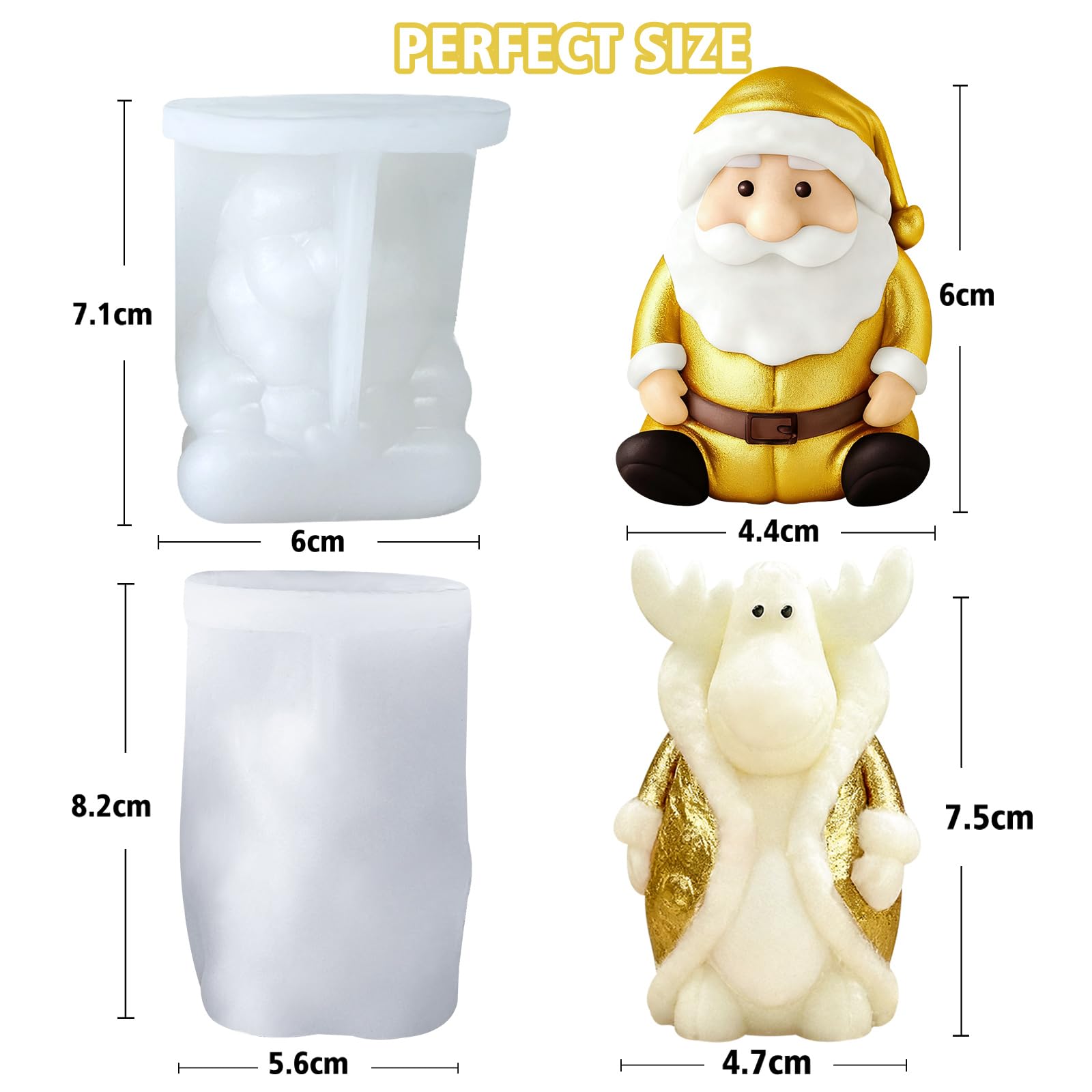 Moule En Silicone 3D En Forme De Cerf De Noël Fait à La Main Pour Savon, Gâteau, Chocolat, Décoration