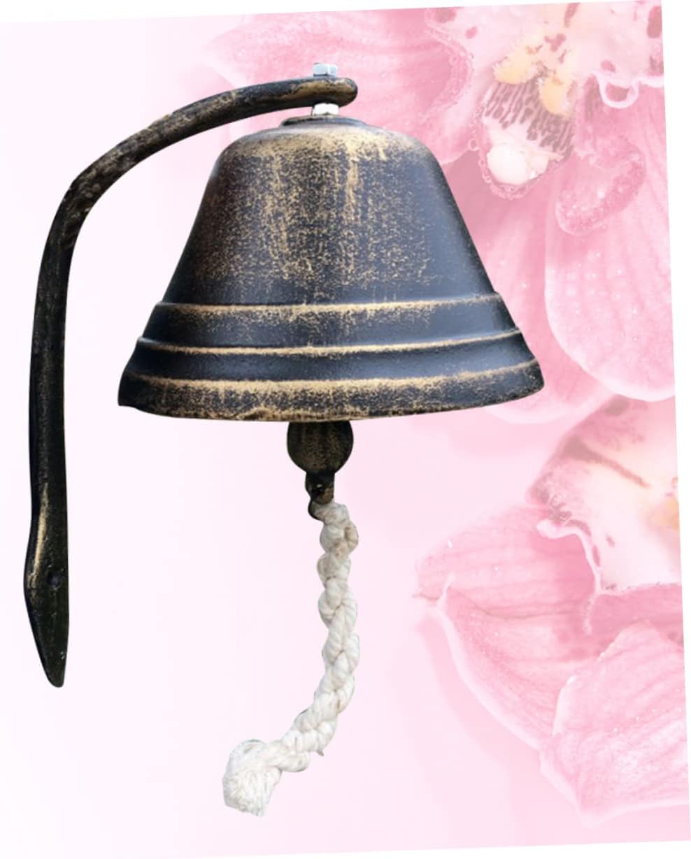 Retro Cast Iron Doorbell for Coffee Shops Durable Bronze Design Loud Sound for Indoor Outdoor Use Small Vintage Style Decor