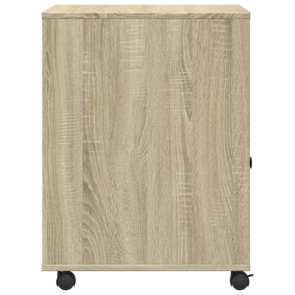 vidaXL Supporto per Stampante con Ruote Rovere Sonoma 60x50x67 cm, Supporto per Computer, Organizer per Stampante, Tavolo da Stampante portaoggetti