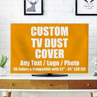 Custom TV Dust Cover, Cover Type 55 Inch LCD TV with Your Text Logo Image Photo for Home Office Decorations Dustproof TV Cover, Gold