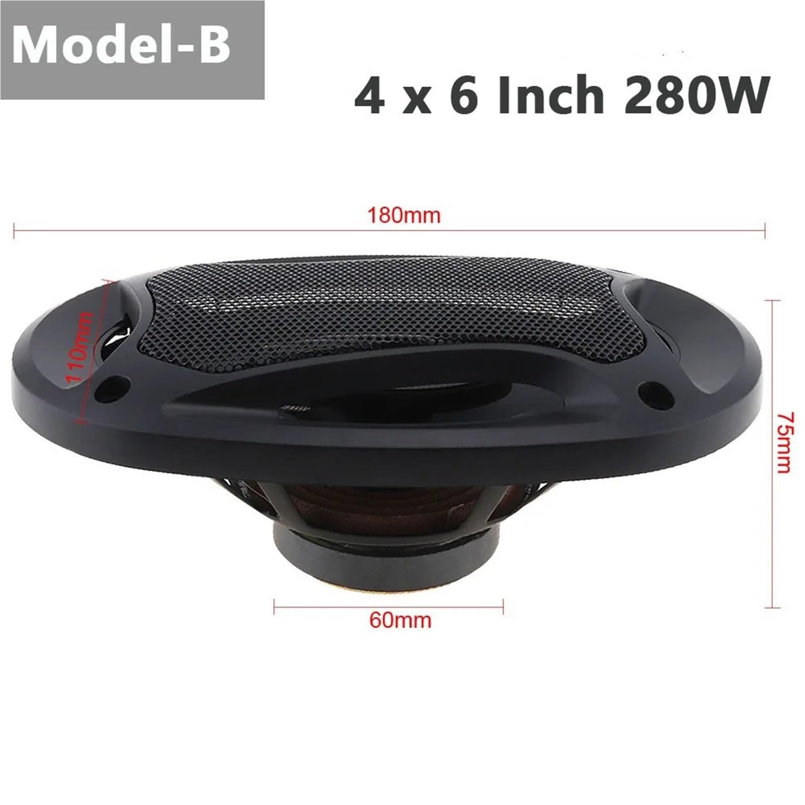 2 altoparlanti per auto da 4 x 6 pollici, 150 W/280 W, subwoofer, audio per auto, stereo, altoparlanti a gamma completa(Model-B 280W)