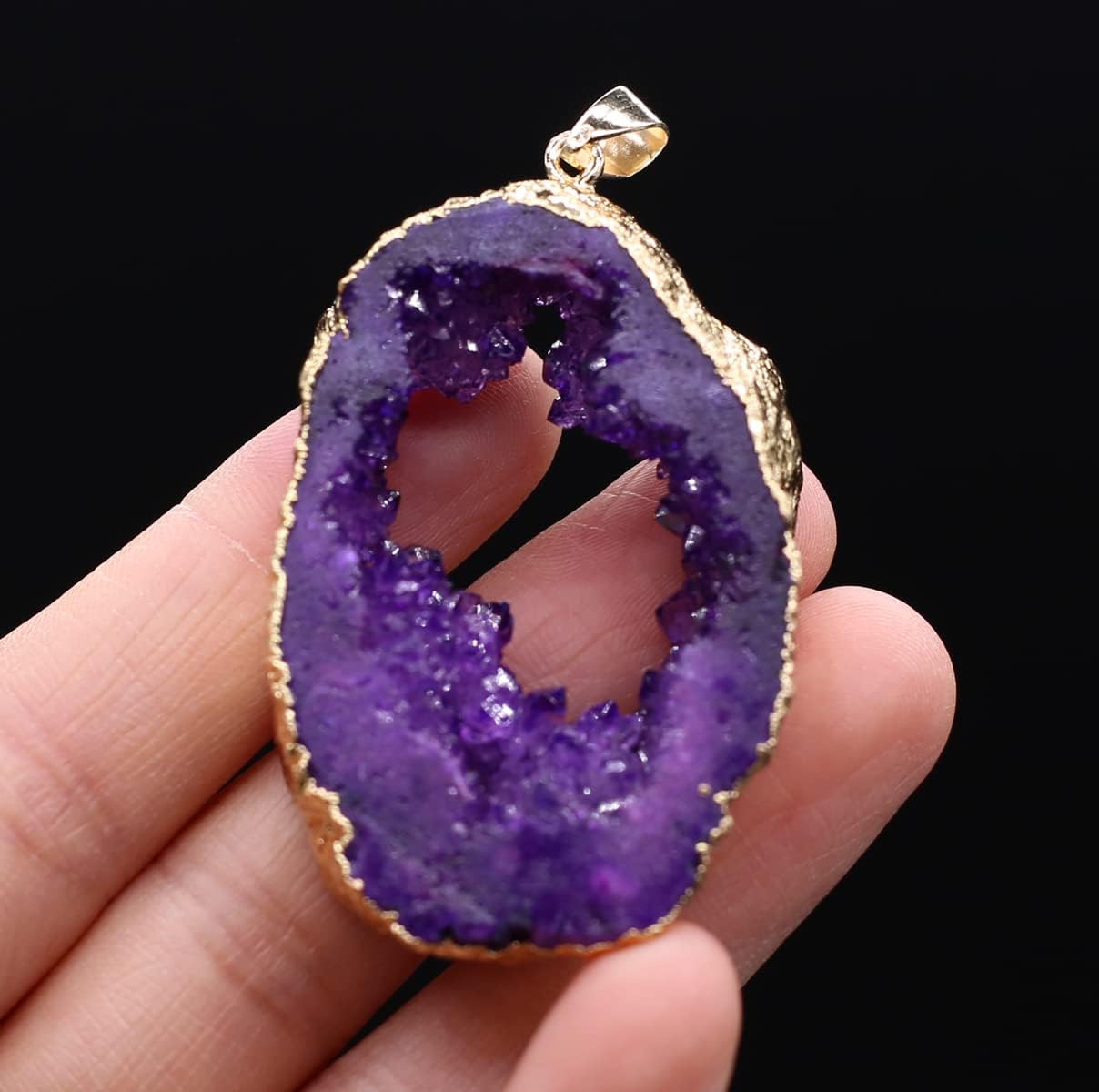 QSLLER Natural Stone Irregular Agates Crystal Bud Gold Plated Edge Sliced Pendant For Jewelry MakingDIY Necklace Accessories Gift Party - Image 3