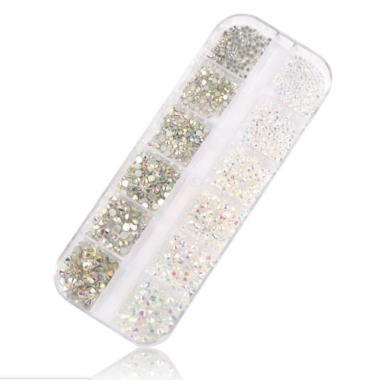 Nail Art Rhinestones Set – 12 Grid Crystal AB Stones for Nail Decoration, 3D Nail Gems & Manicure Accessories for Women & Girls-image-10
