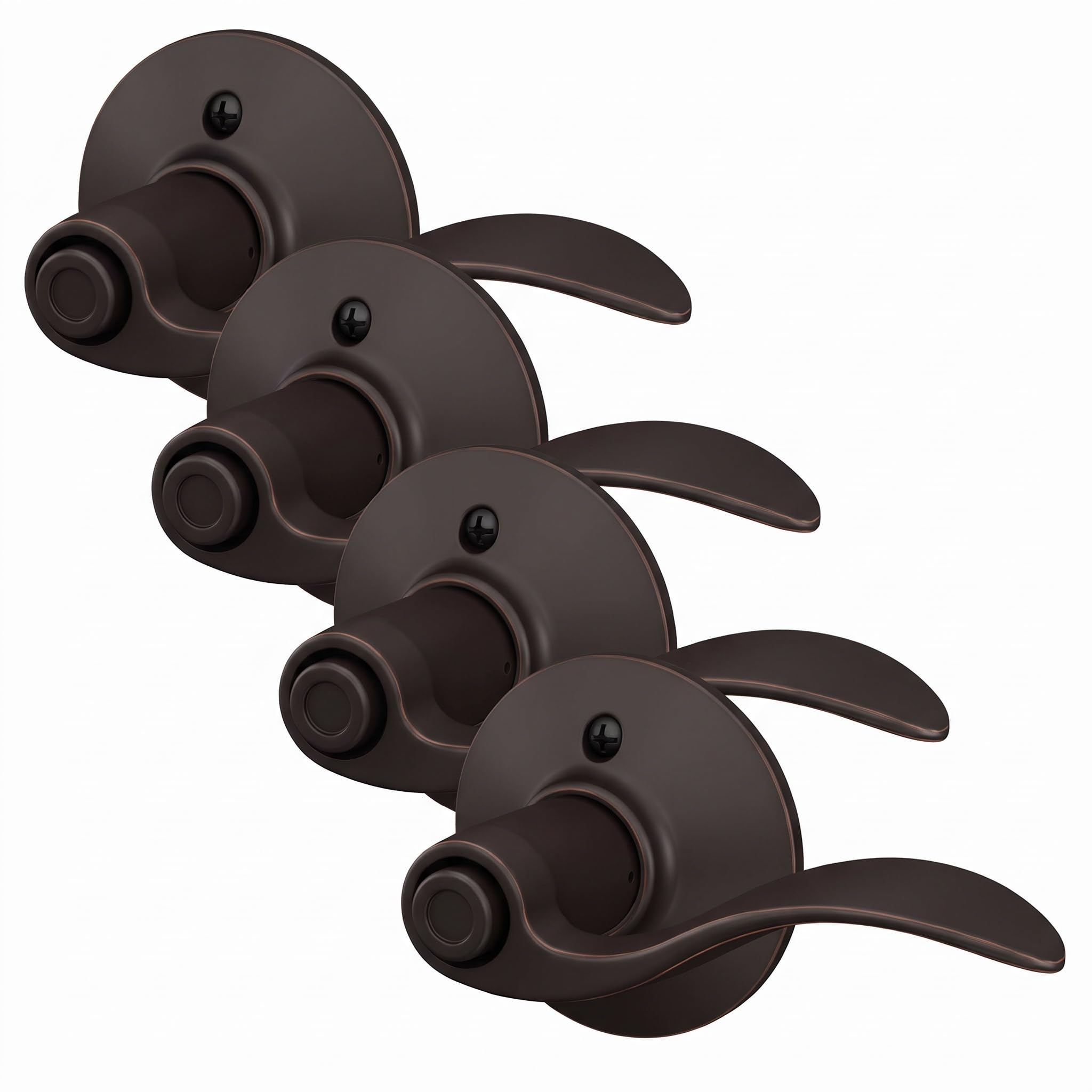 SCHLAGE F40 Acc 716 Accent Door Lever, Bed &amp; Bath Privacy Lock, Aged Bronze (Pack of 4)