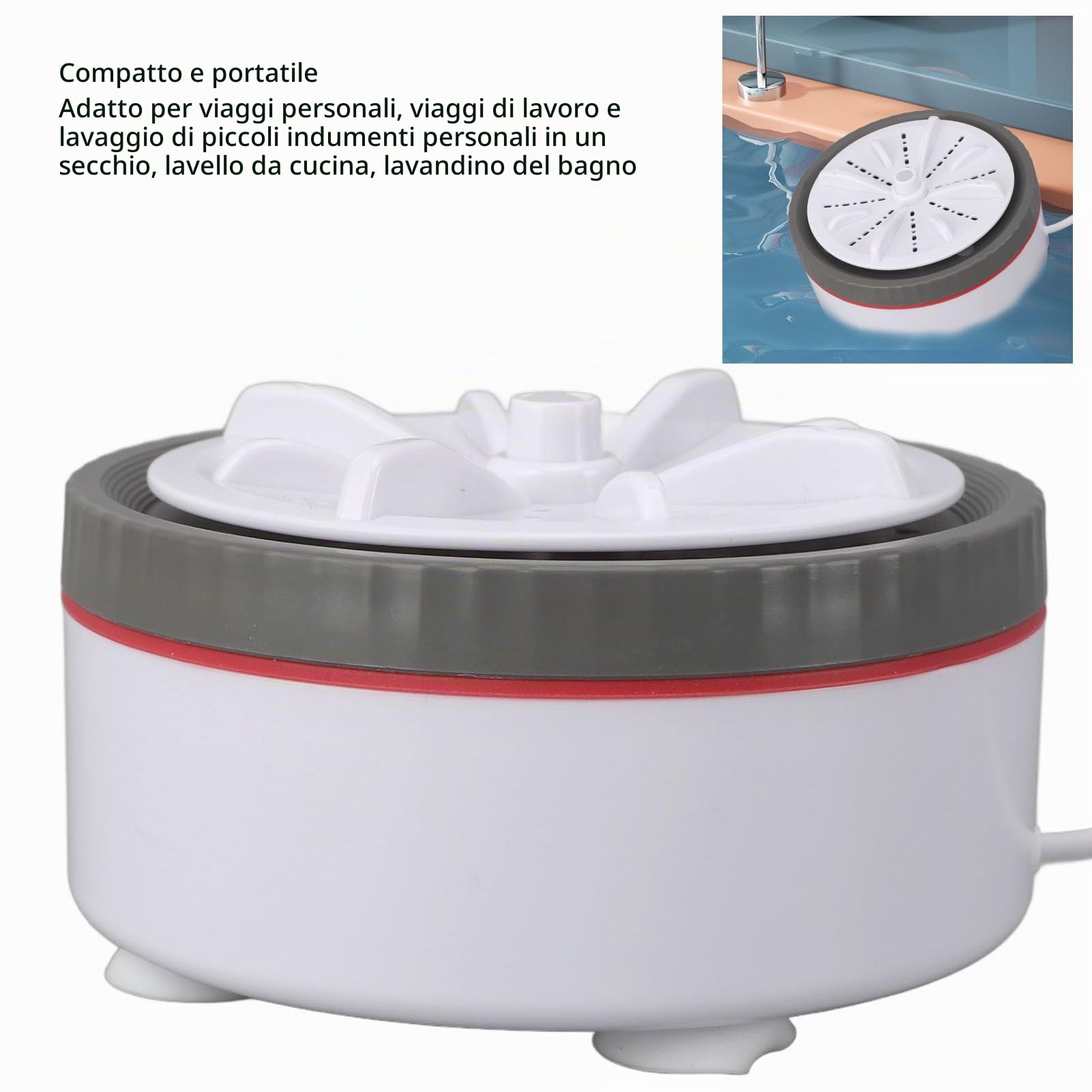 Mini Lavatrice, Lavatrici Portatili con USB per Viaggi d'affari Campeggio università Pulizia Ad Ultrasuoni Calzini Biancheria Intima Asciugamani Vestiti per Bambini Frutta Piatti Mini (GRAY)