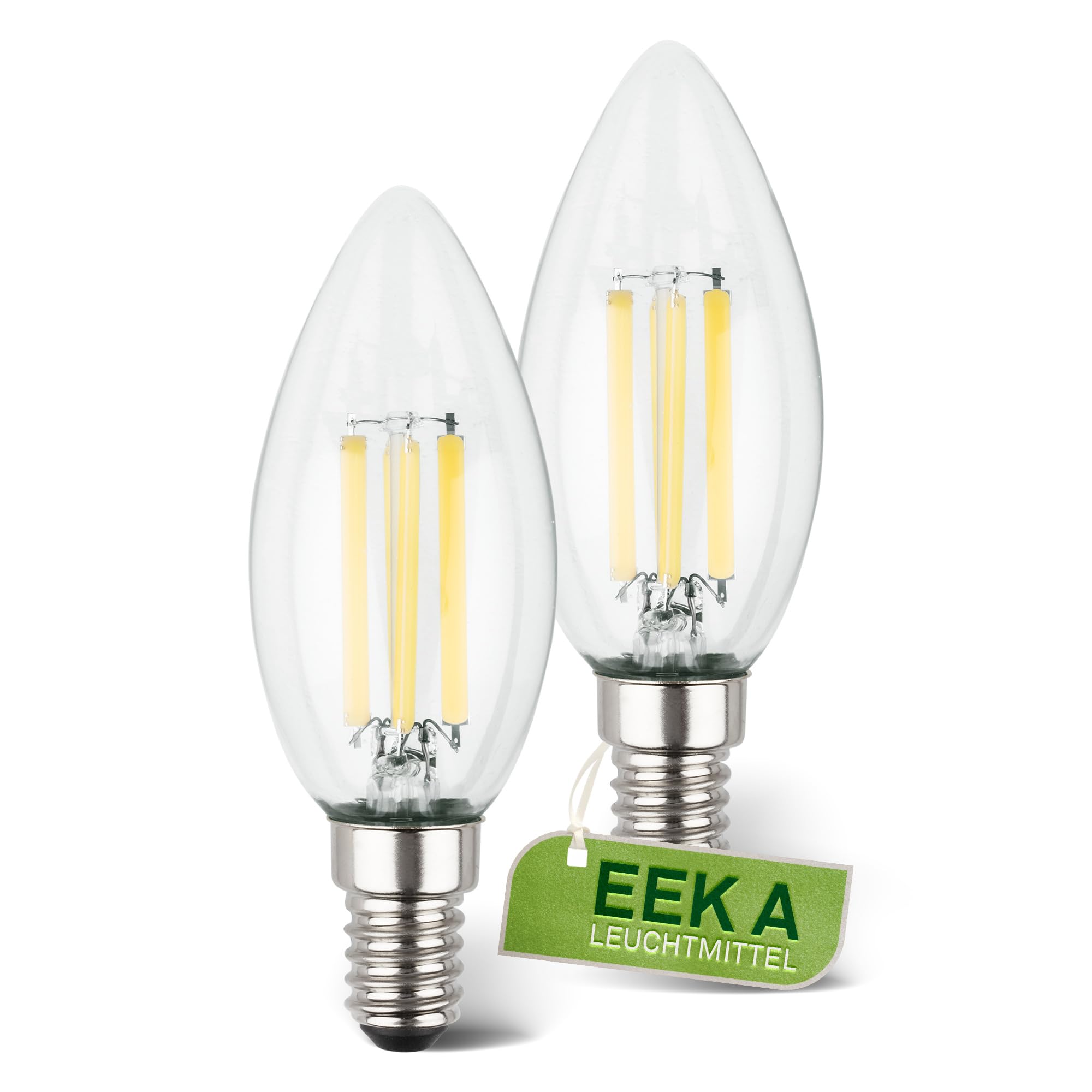 BRILONER - EEK A 2er Set Filament LED Lampe E14 Kerze, warmweißes Licht, 4W, 840lm, LED Glühbirne, Leuchtmittel, Birne, Glühlampen, Bulb, 35x98 mm