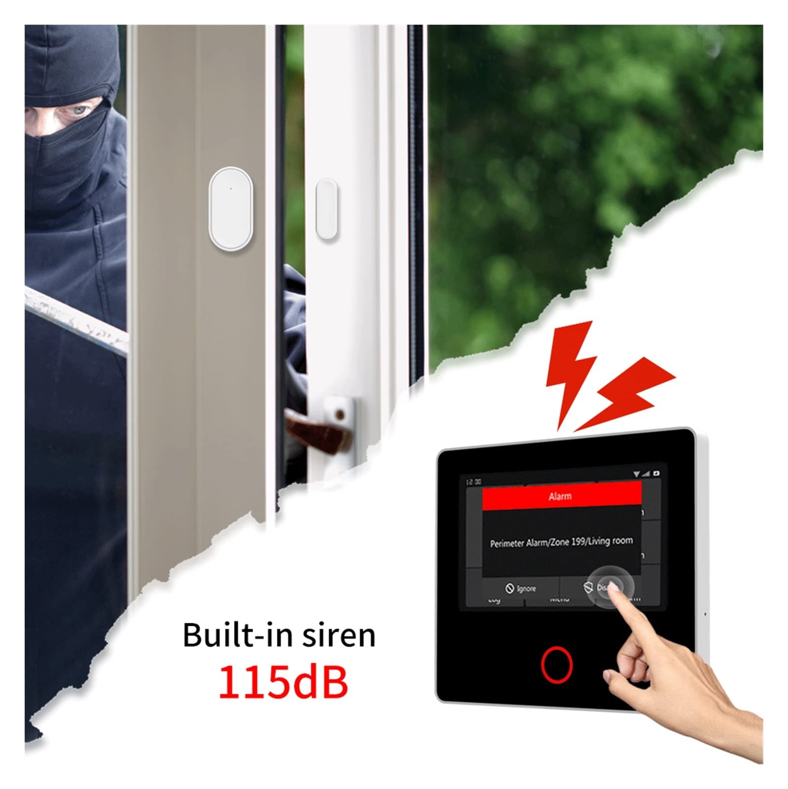 Sistema di Allarme di Sicurezza Domestica, di Allarme Sicurezza Domestica 4G Wireless Tuya Smart Burglar Kit Sirena Integrata Funziona con Telecomando App(Set-O 9Kit)