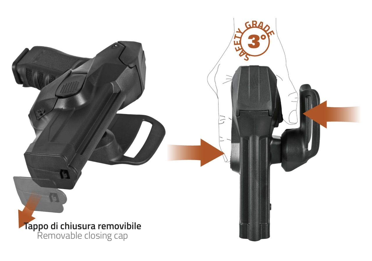 DCH804-SX Fondina Professionale in Polimero Sicurezza Livello 3 per Glock versione Mancina