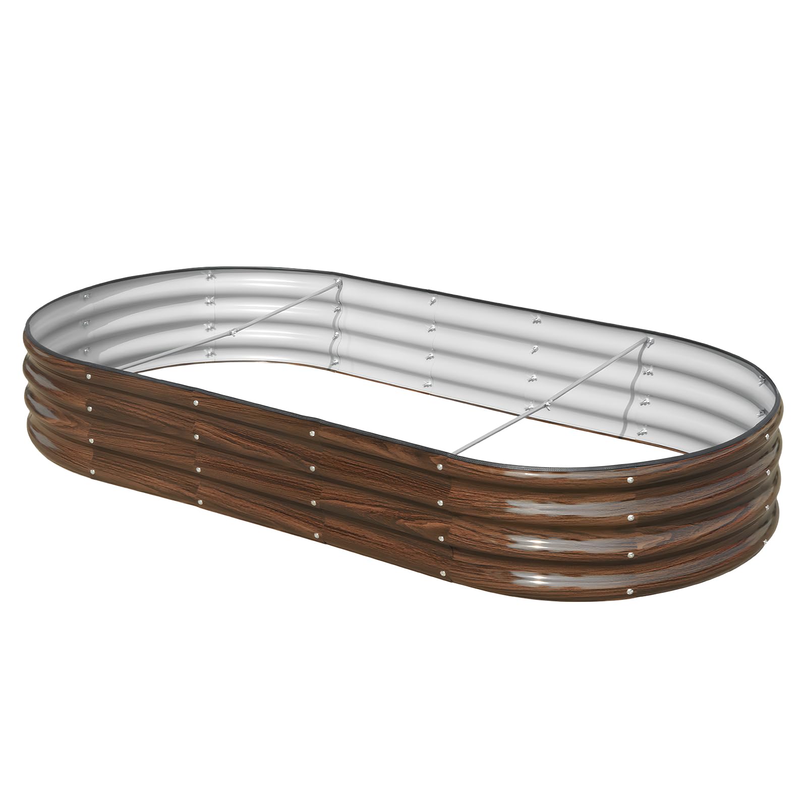 SnugNiture 6x3x1Ft Oval Raised Garden Bed-Metal Outdoor Planter Box, Brown