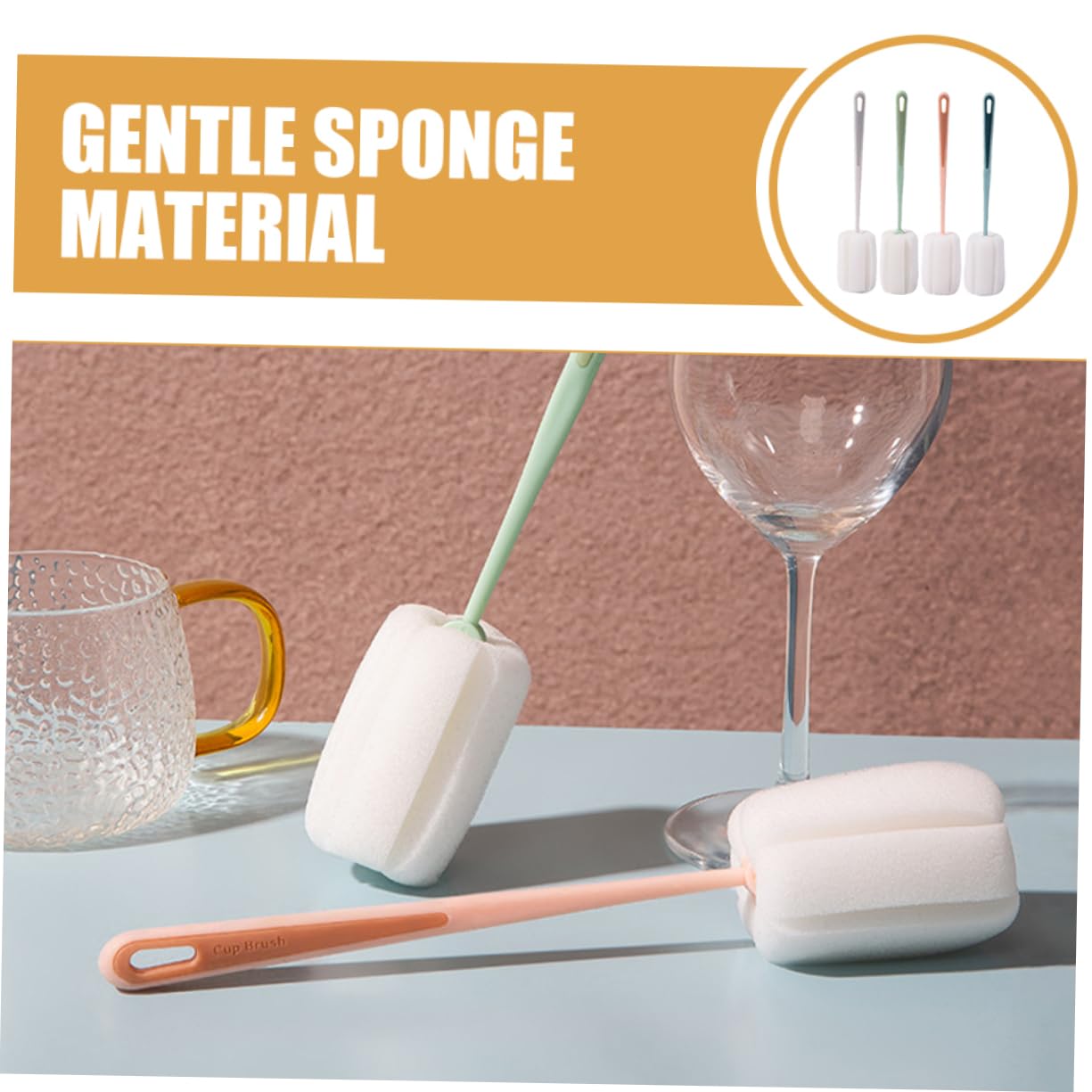 ABOOFAN 5 Set Di Spugne Per La Pulizia Spazzole Per Bottiglie Spazzole Morbide E Rotanti Per Tazze Manico Multiuso Facili Da Raggiungere Ogni Angolo 4 Pezzi*5