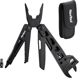 NexTool Wide Jaw Opening Adjustable Wrench Multitool, 9 in 1 Multi Tool with Adjustable Wrench, Knife, Screwdriver, Multi Pliers Wrench with Metric Scale for Mechanical Maintenance, Camping and DIY