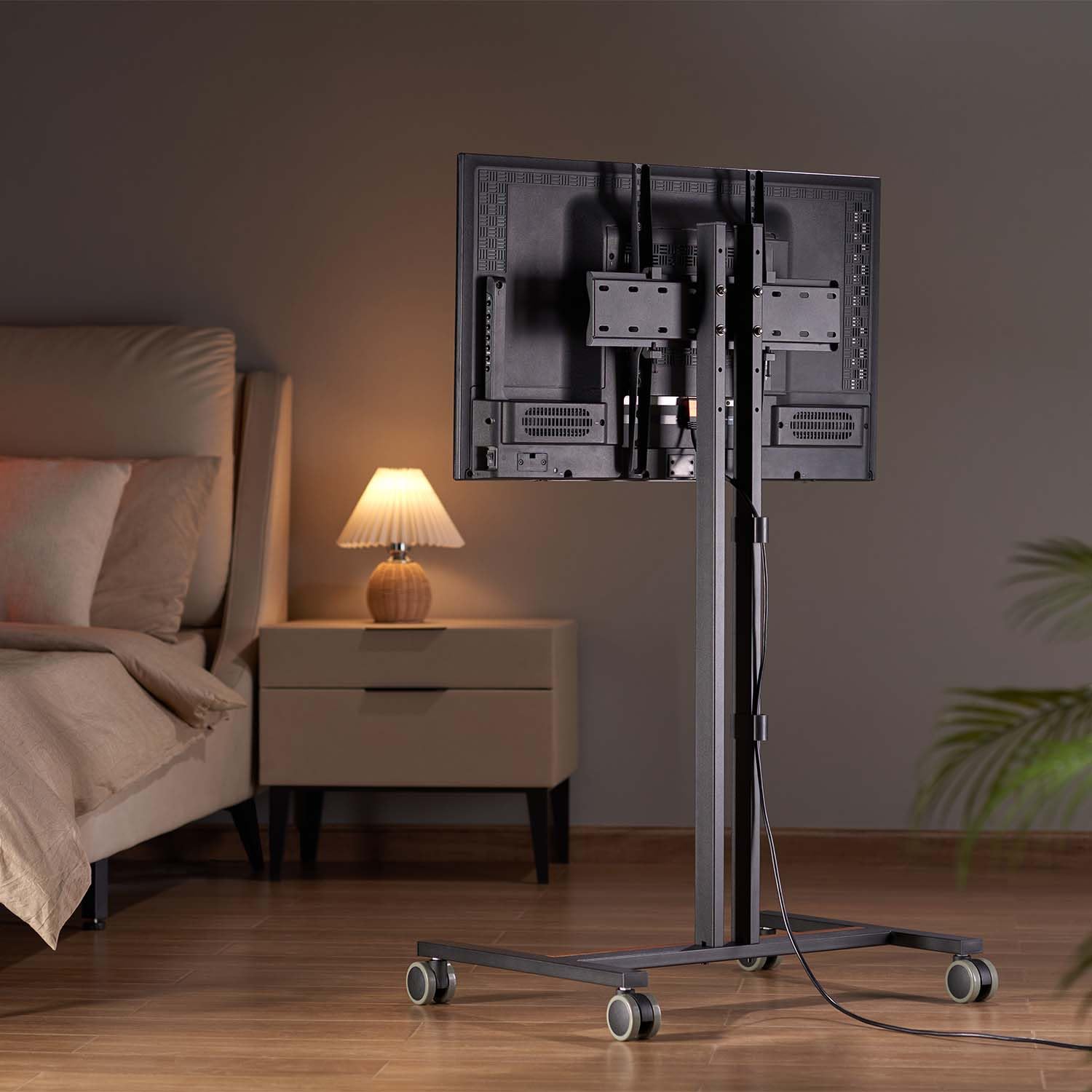 AISENS - FT55TE-213 - Soporte De Suelo Eco con Rueda para Monitor/TV 35Kg De 32-55, Negro