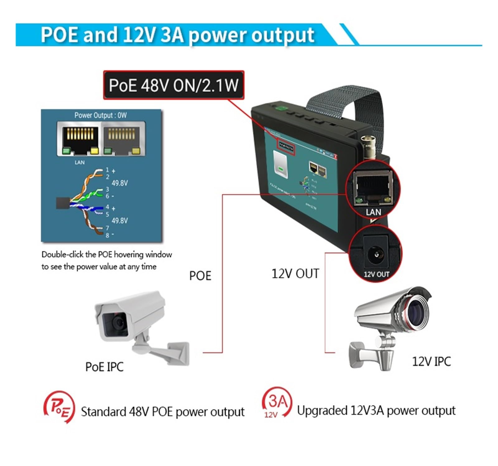 Tester CCTV, IPC1800plus 8MP TESTER CCTV H265 264 4-calowy Tester Bezpieczeństwa 4K Monitor Analogowa Kamera IP Monitor Z AHD/TVI/CVI CVBS