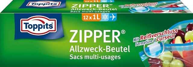Toppits Zipper uniwersalny woreczek 1 litr przezroczysty, 12 sztuk