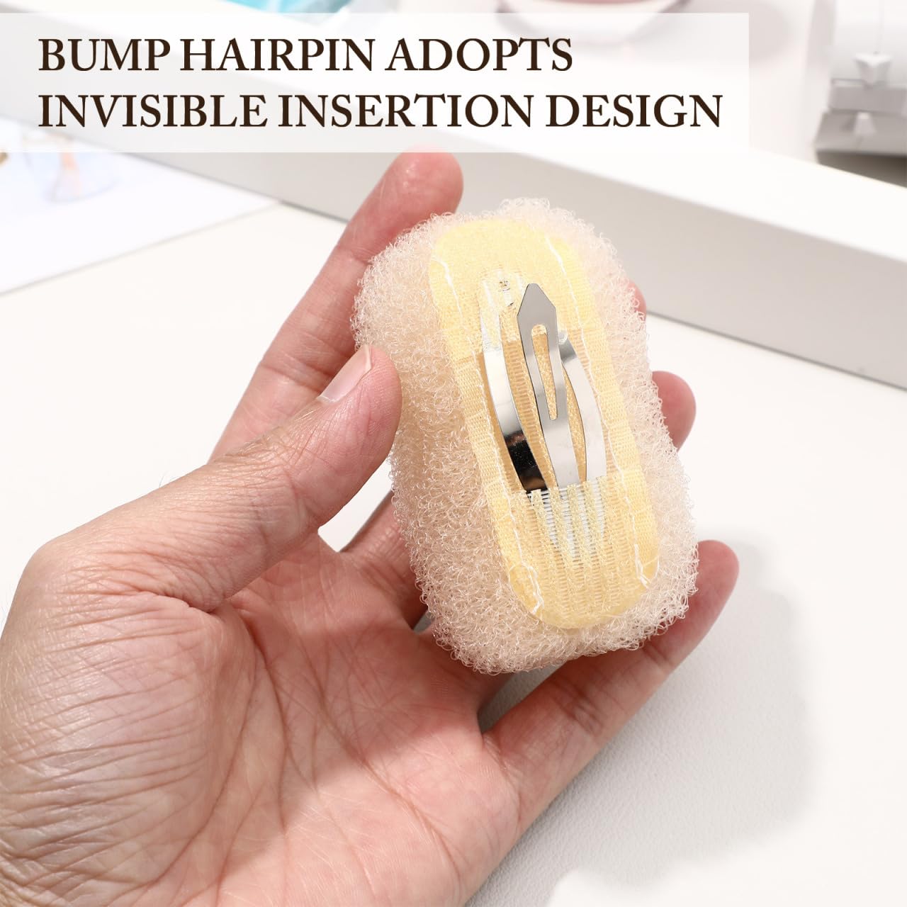 minkissy 5pcs Bump It Up Volume Hair Base Set Sponge Volume Bump Hair Clip Hair Bases Inserts Hair Pads Hair Styling Clip Hair Accessories for Women Ladies