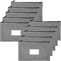 Vista 12 de Bolsa de depósito con cremallera 11 x 6 pulgadas Gris Cuero sintético duradero para dinero en efectivo para dinero en efectivo monedero