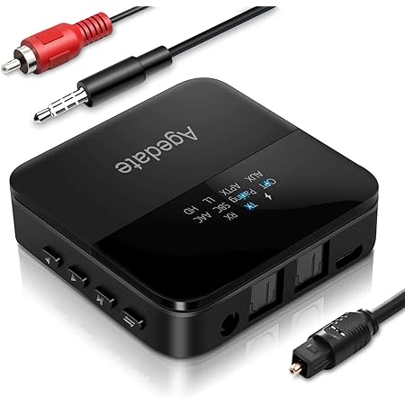 Bluetooth 5.0 トランスミッター レシーバー 一台二役 光デジタル対応 ワイヤレス オーディオ ブルートゥース 送信機 受信機 2台同時接続 aptX HD aptX LL対応 RCA AUX SPDIF接続 22時間連続作動(MAX) (ブラック)