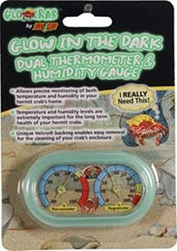 Zoo Med Hermit Crab Home Dual Thermometer & Humidity Gauge Glow in The Dark, Green 6600912