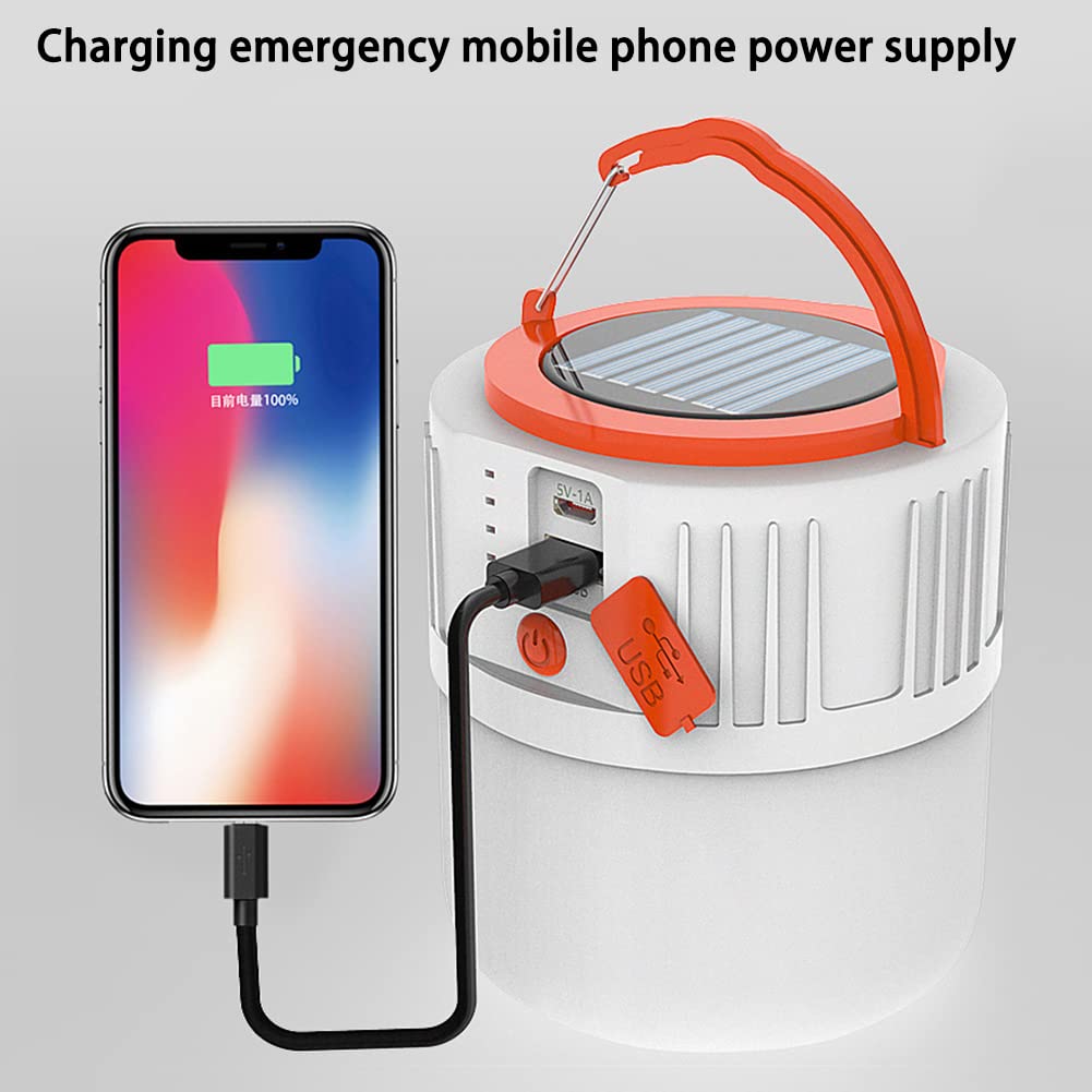 2 Pz Luce da Campeggio Ricaricabile LED 2400 mAh Lanterna Da Campeggio Solare USB Alimentato Luce Portatile per Escursionismo Campeggio Pesca