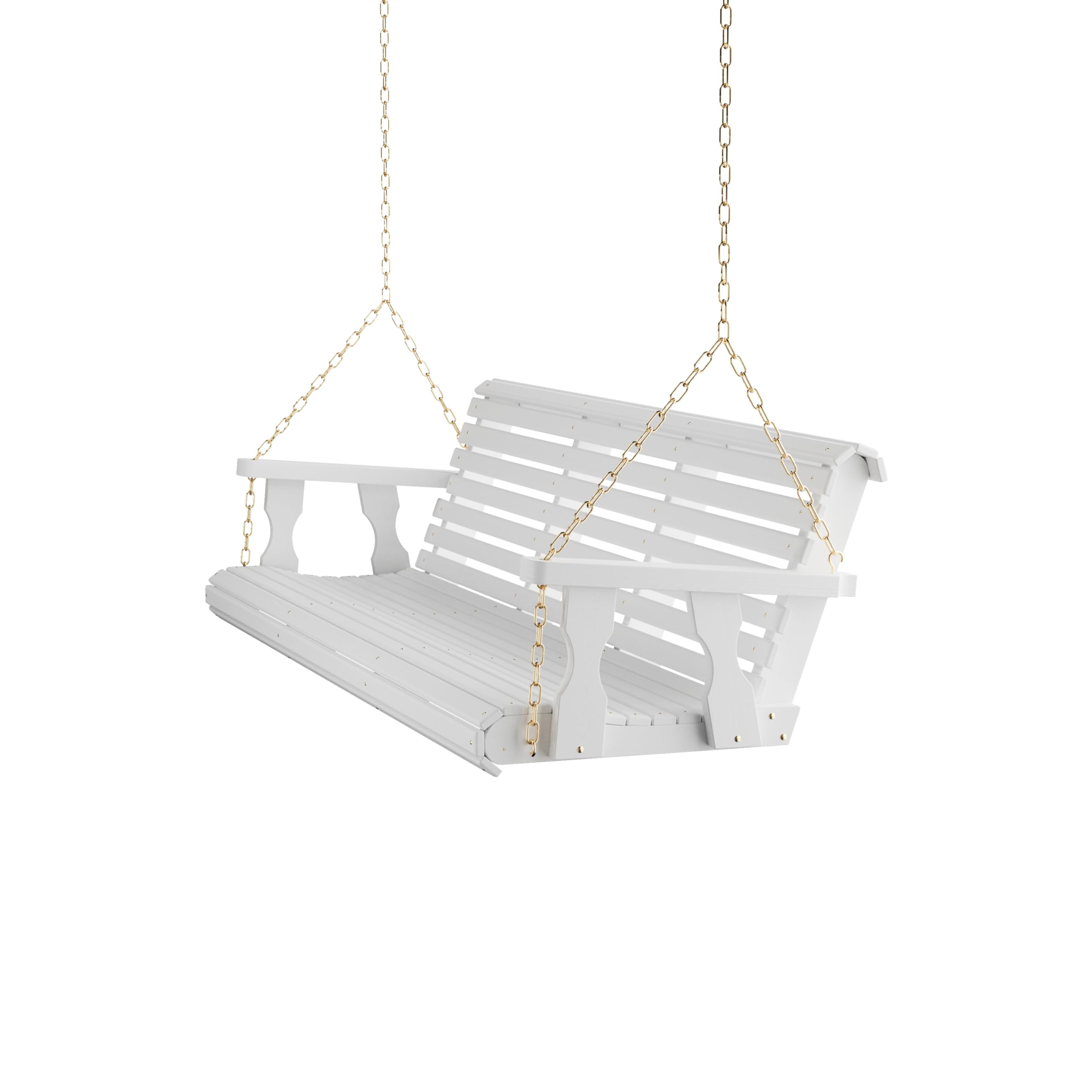 Amish Casual Heavy Duty 700 Lb Capacity Porch Swing (6 Foot, Semi-Solid White Stain) – Wooden Outdoor Roll Back Swing with Hanging Ropes – Amish Made in the USA