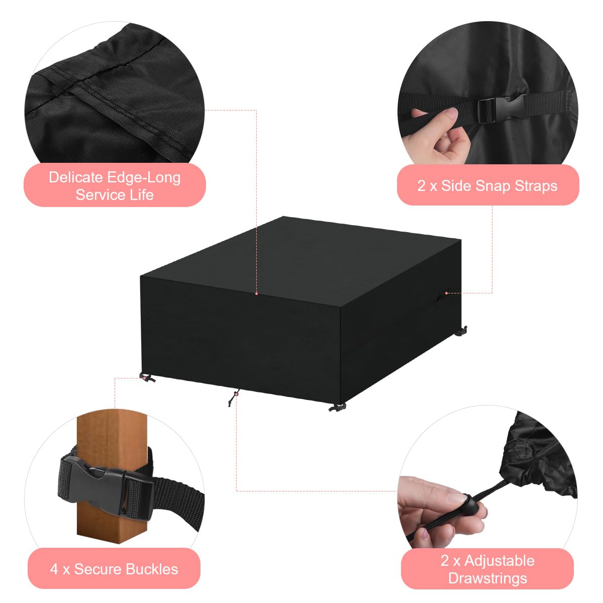 Funda Muebles Jardin Impermeable 220x220x85cm Cubierta de Mesa Cuadrada 420D Oxford Funda Protectora Muebles Jardin, Antivento, Anti-UV, Funda para Mesa Exterior Furniture Cover