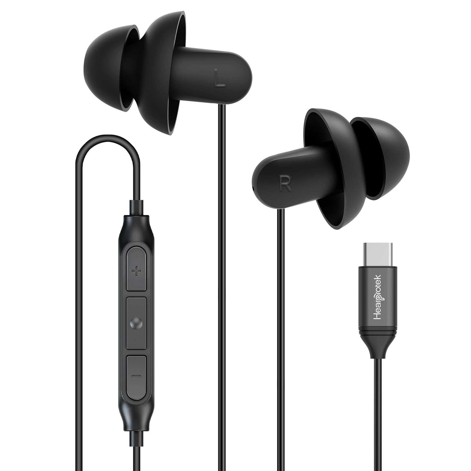 Hearprotek Sleep Headphones 1 Pair USB C Wired Earbuds with Soft Silicone Noise Reduction Type C Earbuds with