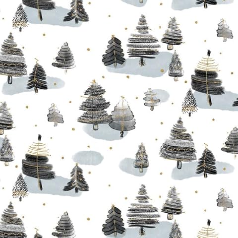 Winter Modern Trees Black Gold Napkins Cover